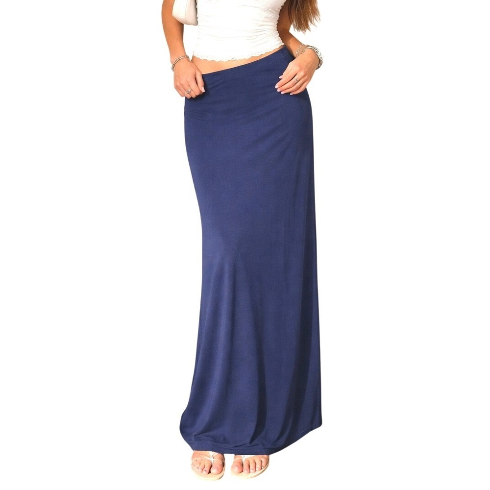 L.A. Hearts Streetwear Navy Blue Maxi Skirt Minimalist Column Style Size M